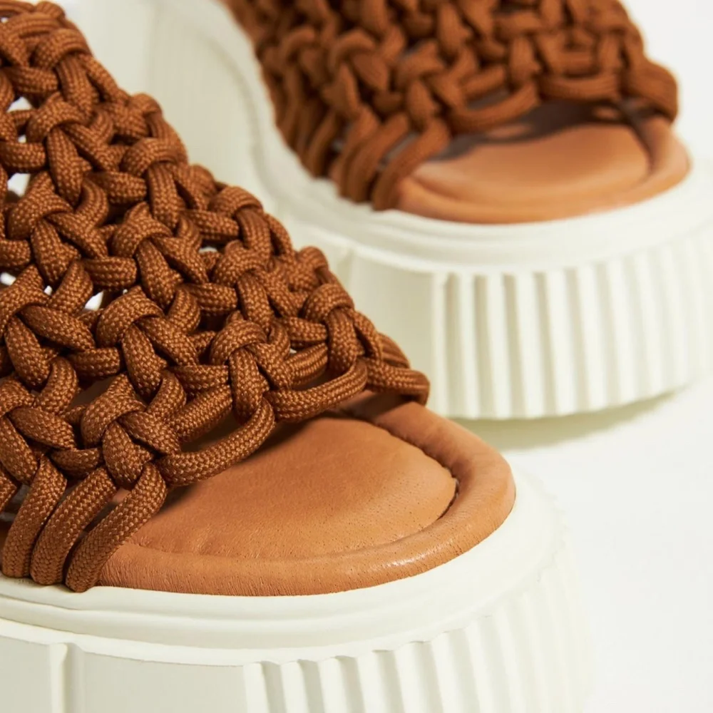 Anthropologie Maeve Crochet Robe Platform Sandal